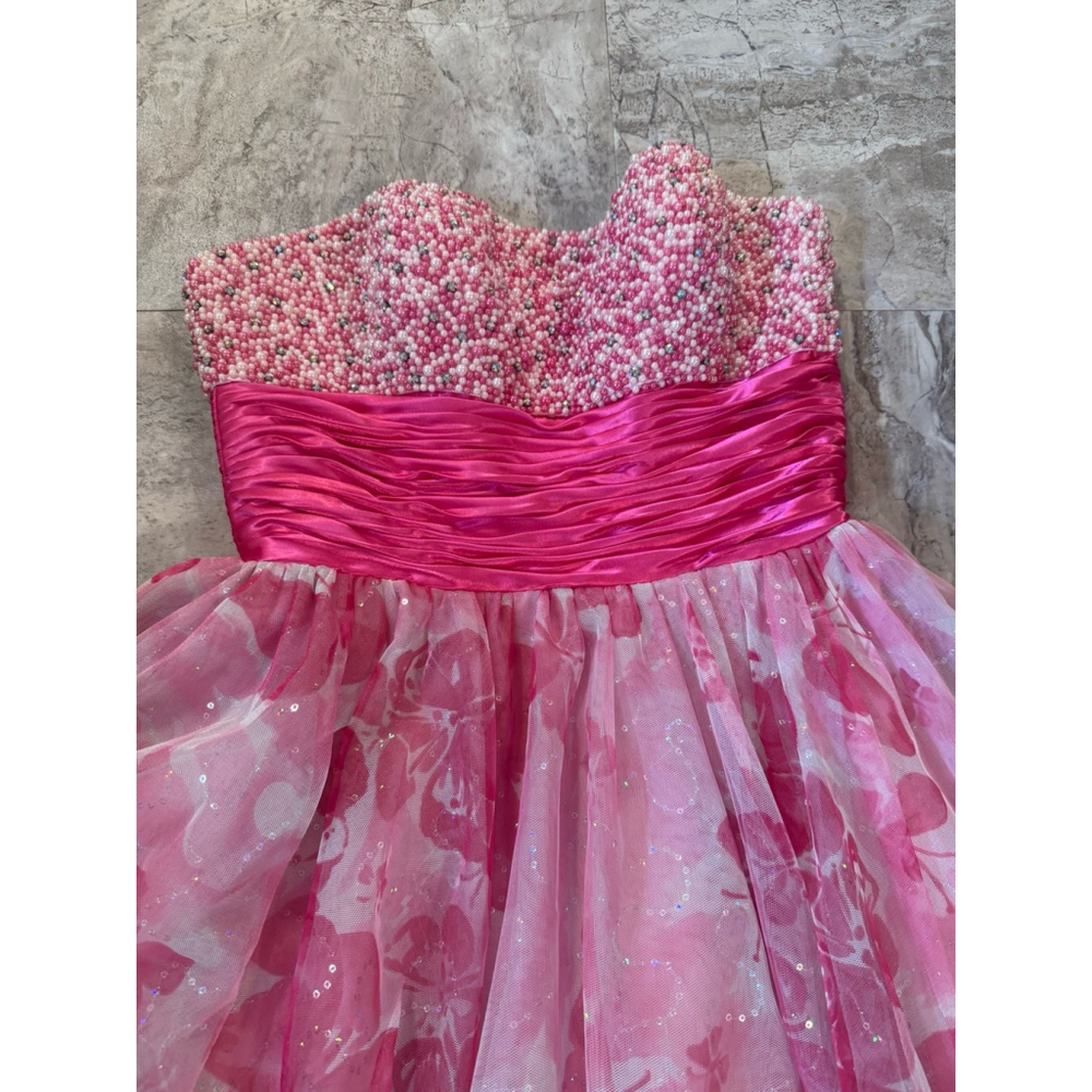 Jovani Pink Strapless Sequin Butterfly Prom Cocktail Short Dress Size 6 - Picture 3 of 6